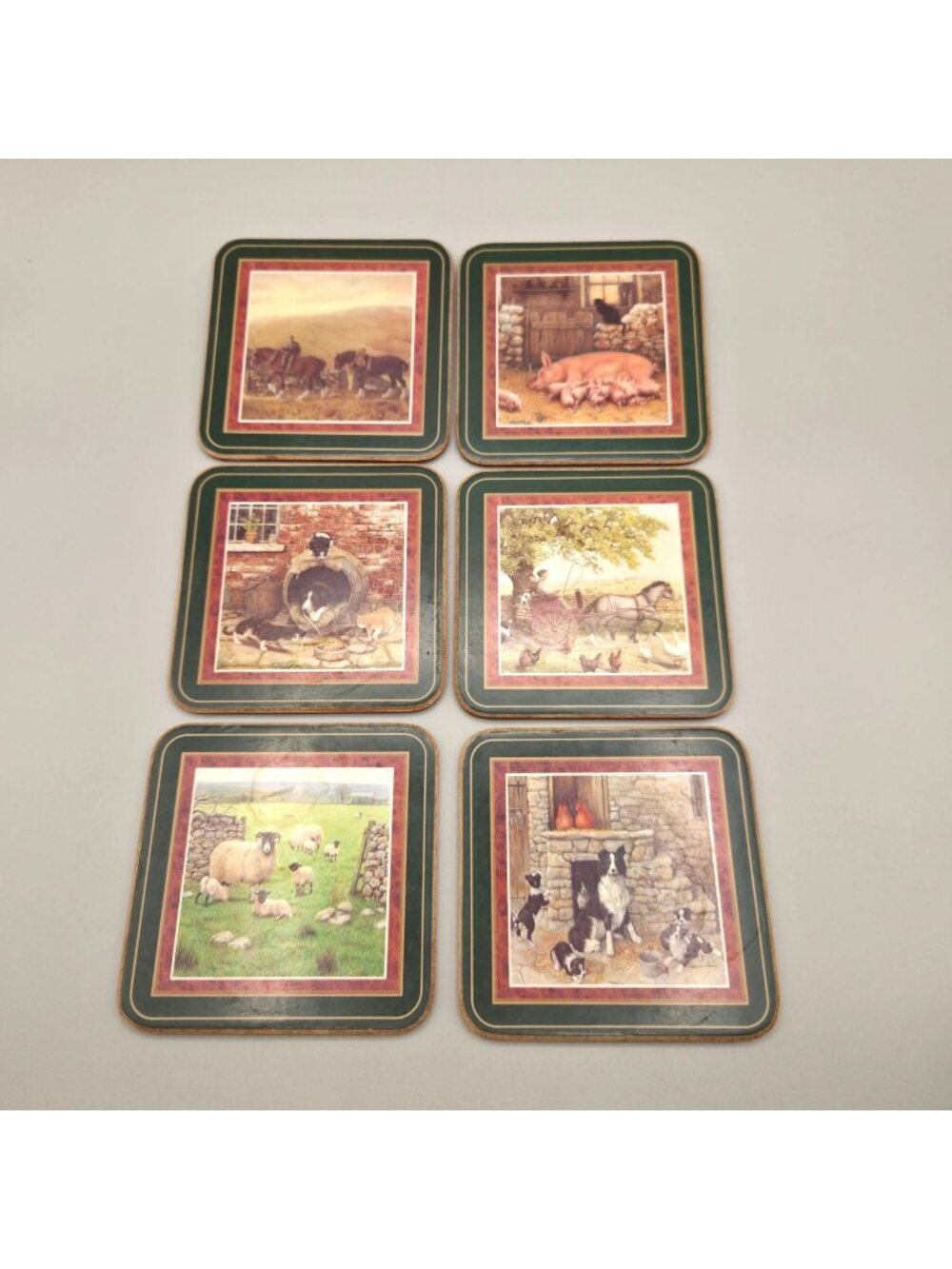 All Creatures Great & Small James Herriot Coasters With Green Borders Set of 6